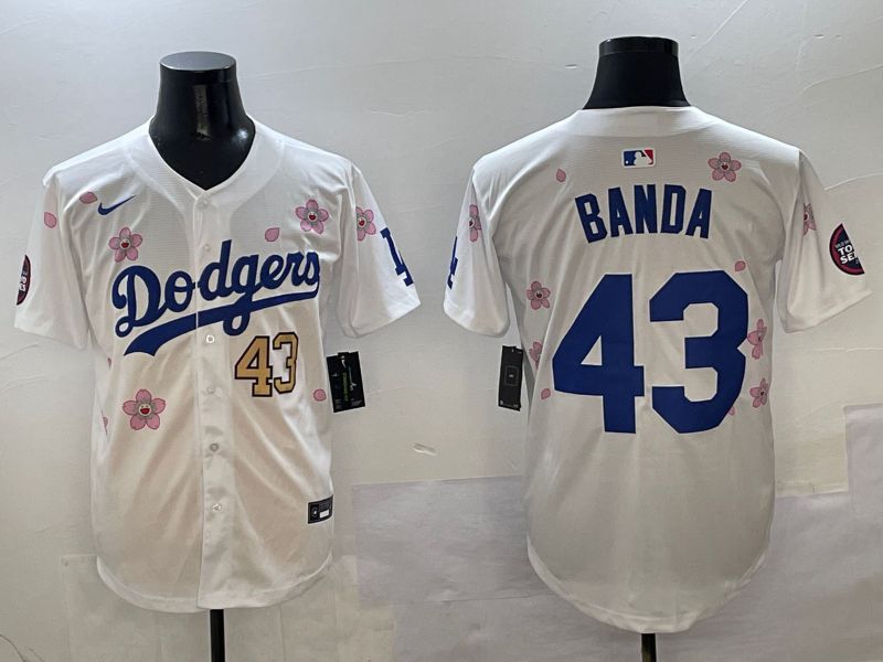Men Los Angeles Dodgers 43 Banda White Sakura Edition 2025 Nike MLB Jersey style 4